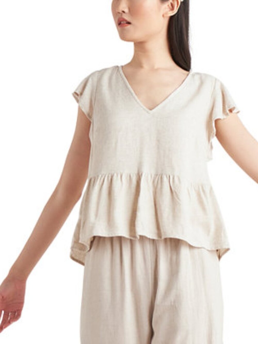 Black Tape Trendy Garden Leaf Flutter-Sleeve Trapeze Top - Size: Medium - NIP